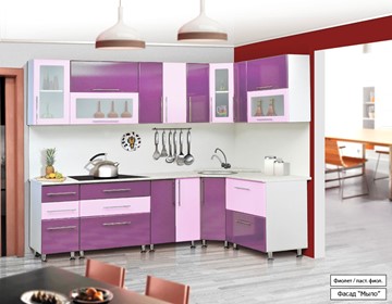 Кухонный угловой гарнитур Мыло 224 2600х1600, цвет Фиолет/Пастель фиолет в Орле