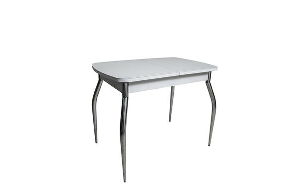 Кухонный стол раздвижной ПГ-02СТ белое/белое/хром фигурные в Орле - изображение