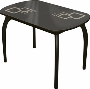 Обеденный раздвижной стол Ривьера мини дерево №1, Рисунок квадро (стекло коричневое/молочный/венге) в Орле