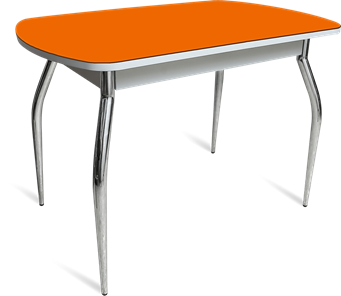 Кухонный стол ПГ-04 СТ белое/оранжевое/хром фигурные в Орле - предосмотр