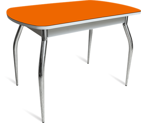 Кухонный стол ПГ-04 СТ белое/оранжевое/хром фигурные в Орле - изображение