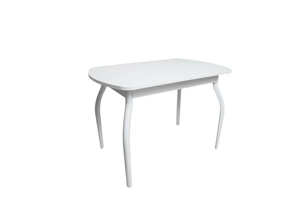 Кухонный стол раскладной ПГ-02СТ белое/белое/крашенные фигурные в Орле - изображение