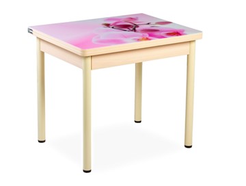 Кухонный пристенный стол СПА-02 СТФ, молочный дуб/фотопечать орхидея/опоры бежевый в Орле