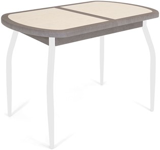 Кухонный стол раскладной Будапешт-2 ПЛ (ноги белые, плитка бежевая/серый камень) в Орле