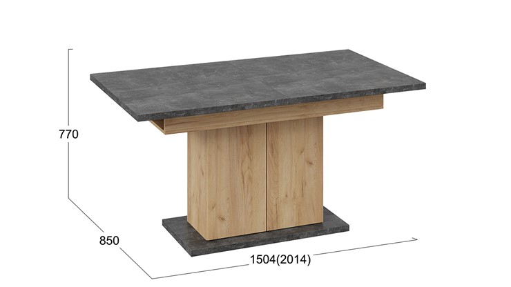 Обеденный раздвижной стол Детройт тип 1 (Дуб Крафт золотой/Ателье) в Орле - изображение 4