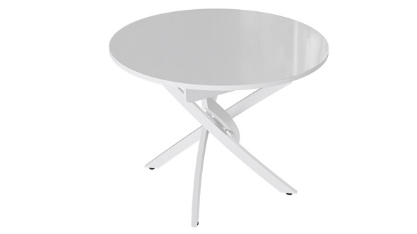 Кухонный стол раскладной Diamond тип 3 (Белый муар/Белый глянец) в Орле - изображение
