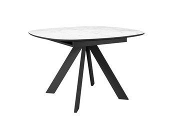 Кухонный раздвижной стол DikLine BK100 Керамика Белый мрамор/подстолье черное/опоры черные в Орле