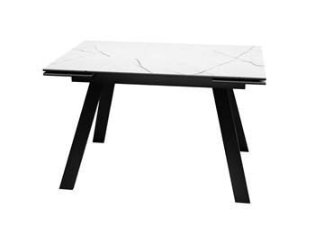 Кухонный раздвижной стол DikLine DKL140 Керамика Белый мрамор/опоры черные (2 уп.) в Орле