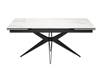 Кухонный стол раскладной DikLine KW160 мрамор С41 (керамика белая)/опоры черные в Орле