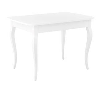 Кухонный стол раздвижной Dikline M110 Белый/стекло белое сатин/ножки MC белые в Орле - предосмотр
