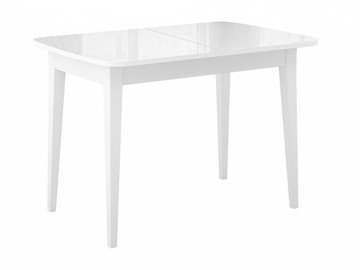 Кухонный стол раздвижной Dikline M110 Белый/стекло белое глянец/ножки MM белые в Орле