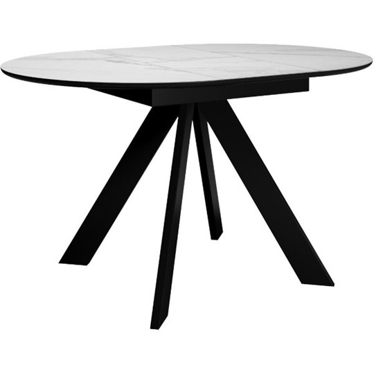 Раздвижной стол DikLine SKC100 D1000 Керамика Белый мрамор / опоры черные в Орле - изображение 2