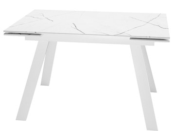 Кухонный стол раздвижной DikLine SKM140 Керамика Белый мрамор/подстолье белое/опоры белые (2 уп.) в Орле