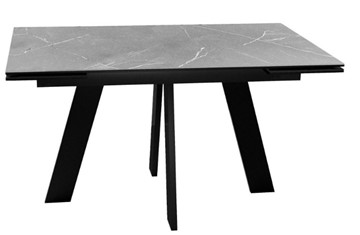 Кухонный стол раскладной DikLine SKM140 Керамика серый мрамор/подстолье черное/опоры черные (2 уп.) в Орле - предосмотр