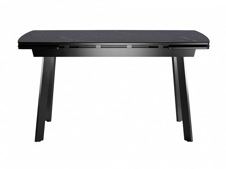 Кухонный раскладной стол Dikline US140 Стекло мрамор черный сатин/ножки черные в Орле - изображение 1