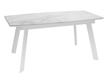 Кухонный стол раскладной Dikline XLS160 мрамор белый глянец/ножки белые в Орле - предосмотр