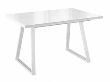 Кухонный стол раздвижной Dikline ZBS120 Стекло белое/ножки белые в Орле