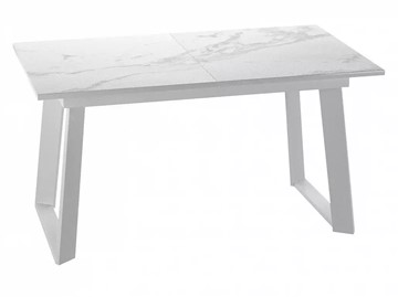 Кухонный стол раскладной Dikline ZLS140 Мрамор белый глянец/ножки белые в Орле