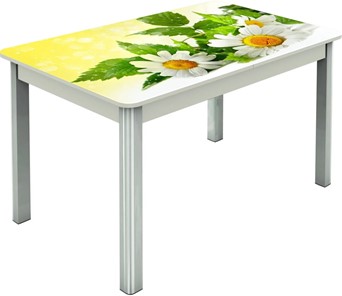 Кухонный стол раздвижной Гамбург исп.2 ноги метал. крашеные №23, Фотопечать (Цветы №3) в Орле