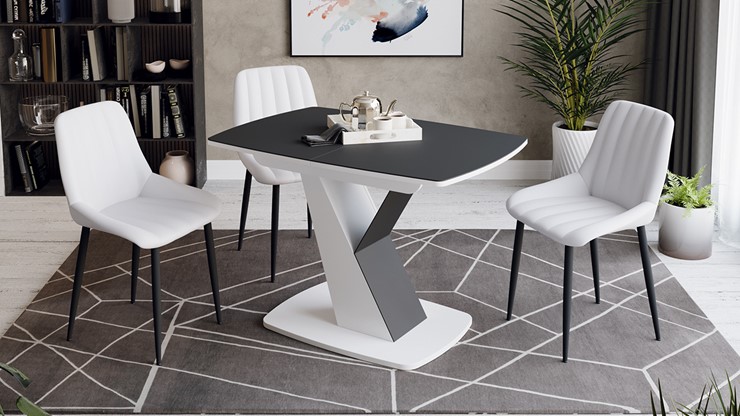 Кухонный стол раскладной Гарда тип 1, цвет Белый/Стекло матовое черный графит в Орле - изображение 2