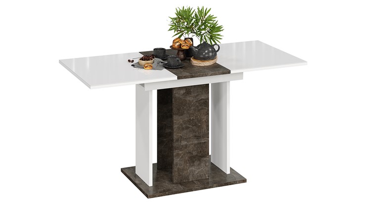 Раздвижной стол Кёльн тип 1 (Ателье темный, Белый, Стекло Белый глянец) в Орле - изображение 1