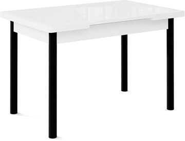 Обеденный раздвижной стол Милан-2 EVO, ноги черные, стекло белое/белый в Орле
