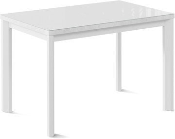 Кухонный стол раздвижной Нагано-1G (ноги металлические белые, стекло cristal/белый цемент) в Орле