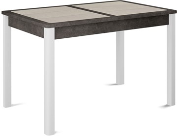 Обеденный раздвижной стол Ницца-1 ПЛ (ноги белые, плитка бежевая/серый камень) в Орле