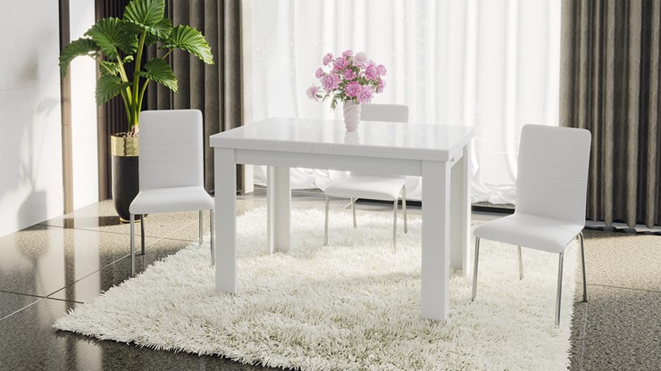 Обеденный раздвижной стол Норман тип 1, цвет Белый/Стекло белый глянец в Орле - изображение 4