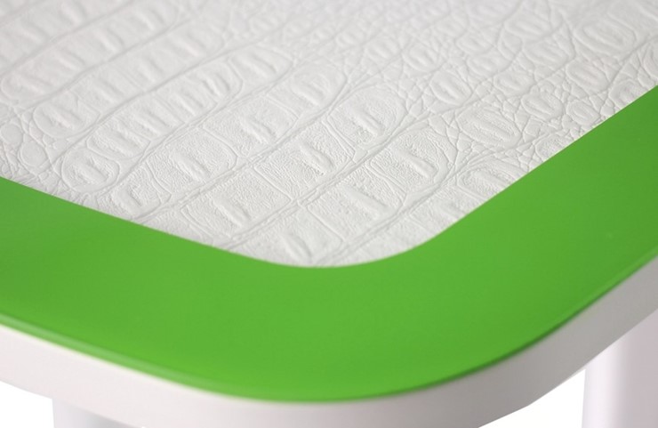Кухонный стол раздвижной ПГ-01 СТК, белый/зеленый/крокодил белый/белый в Орле - изображение 1