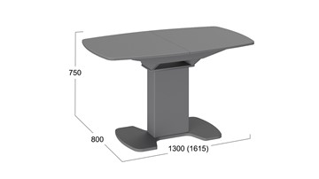 Обеденный раздвижной стол Портофино (СМ(ТД)-105.02.11(1)), цвет Серое/Стекло серое матовое LUX в Орле - предосмотр 1