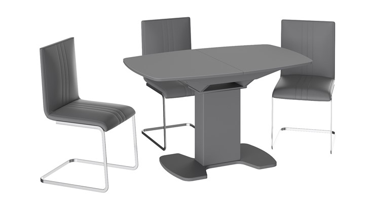 Обеденный раздвижной стол Портофино (СМ(ТД)-105.02.11(1)), цвет Серое/Стекло серое матовое LUX в Орле - изображение 2