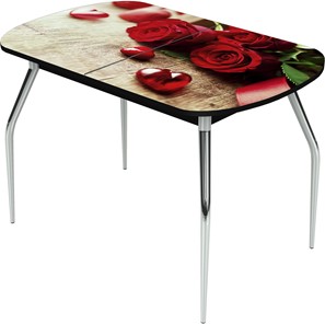 Обеденный раздвижной стол Ривьера исп.1 ноги метал. крашеные №24 Фотопечать (Цветы №33) в Орле