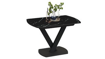 Раздвижной стол Салерно тип 1 (Черный муар/Стекло черный мрамор) в Орле