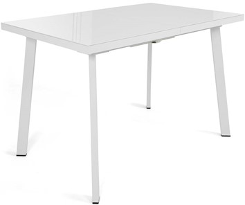 Кухонный стол раздвижной Сальвадор-2G (ноги белые, стекло cristal/белый цемент) в Орле - предосмотр