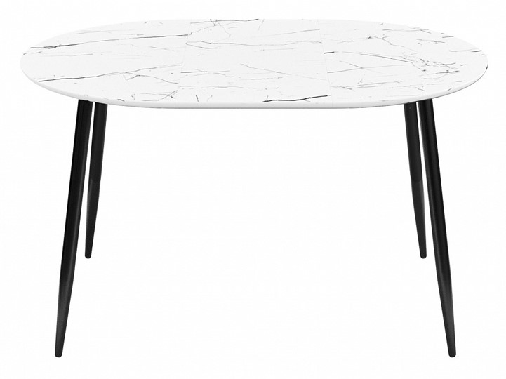 Кухонный стол раздвижной SFR100, стекло белое мрамор глянец/ножки черные в Орле - изображение 3