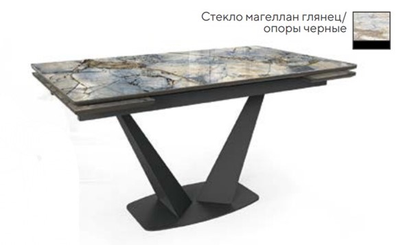 Раздвижной стол SFV 140, стекло магеллан глянец/ножки черные в Орле - изображение