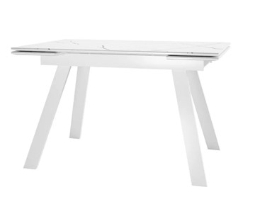 Кухонный раздвижной стол SKL 140, керамика белый мрамор/подстолье белое/ножки белые в Орле - предосмотр 1