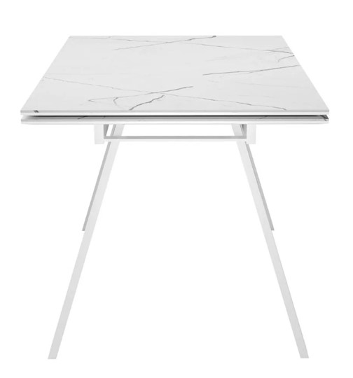 Кухонный раздвижной стол SKL 140, керамика белый мрамор/подстолье белое/ножки белые в Орле - изображение 3