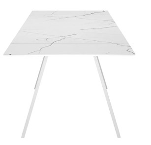 Кухонный раздвижной стол SKL 140, керамика белый мрамор/подстолье белое/ножки белые в Орле - предосмотр 4