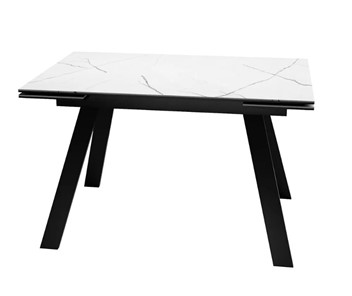 Кухонный стол раскладной SKL 140, керамика белый мрамор/подстолье черное/ножки черные в Орле