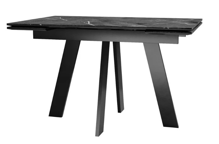 Кухонный стол раздвижной SKM 120, керамика черный мрамор/подстолье черное/ножки черные в Орле - изображение 1