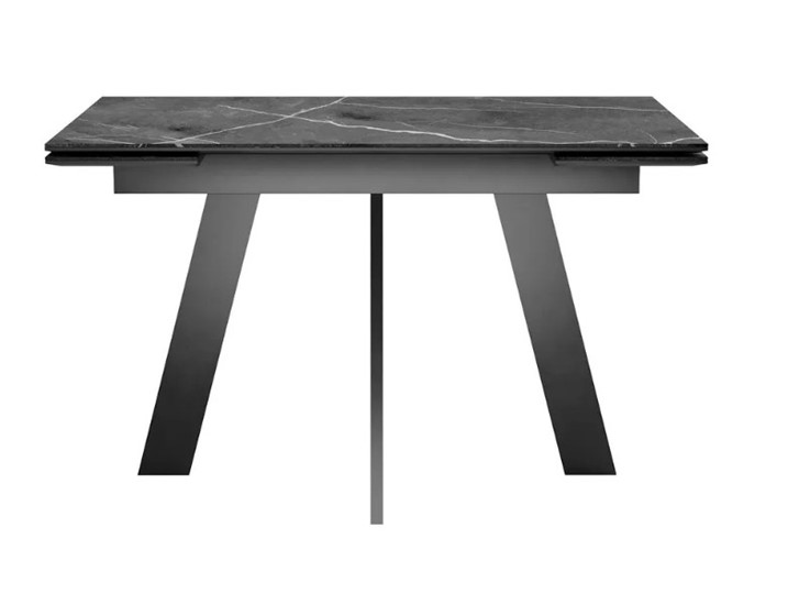 Кухонный стол раздвижной SKM 120, керамика черный мрамор/подстолье черное/ножки черные в Орле - изображение 2