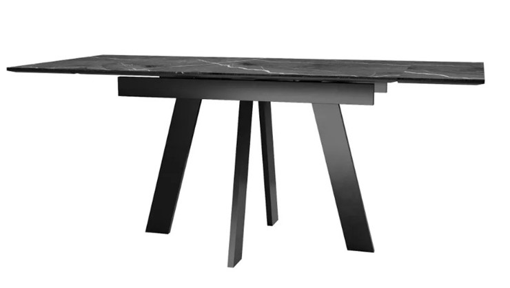 Кухонный стол раздвижной SKM 120, керамика черный мрамор/подстолье черное/ножки черные в Орле - изображение 3