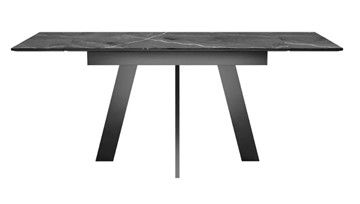 Кухонный стол раздвижной SKM 120, керамика черный мрамор/подстолье черное/ножки черные в Орле - предосмотр 4