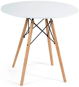 Обеденный стол CINDY NEXT, металл/мдф/бук, D80х75см, белый/натуральный арт.13067 в Орле