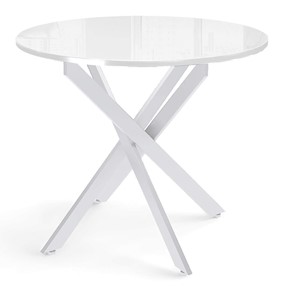Кухонный стол Dikline Rs90 стекло белое(кромка белая)/ножки белые в Орле