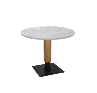 Круглый стол на кухню SHT-TU22 / SHT-TT 90 ЛДСП (бетон чикаго светло-серый/дуб брашированный корич/черный муар) в Орле