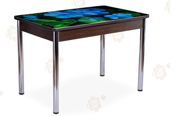 Кухонный стол раскладной Айсберг-01 СТФ, венге/фотопечать фиалка/ноги хром прямые в Орле