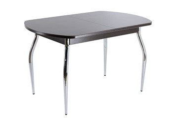 Кухонный стол раздвижной ПГ-01 СТ1 венге/черное стекло/хром фигурные в Орле